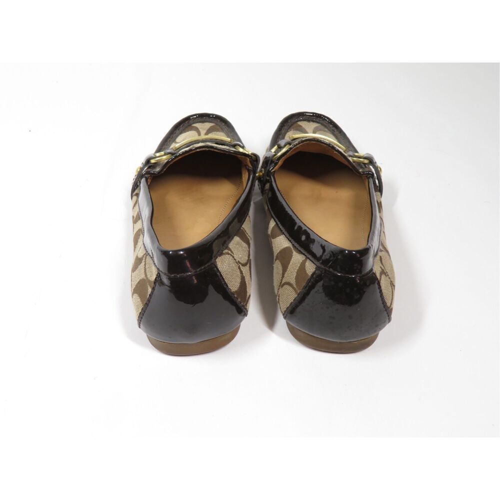 Coach Felisha Monogram Canvas Leather Signature Loafers Brown Slip On Women 7.5 - Picture 4 of 6